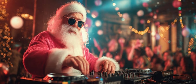 The Santa DJ Spinning Festive Beats at a Vibrant Holiday Party photo