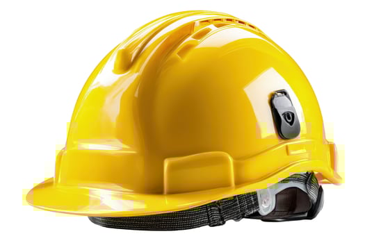Yellow hard hat safety equipment for construction or industrial work photo