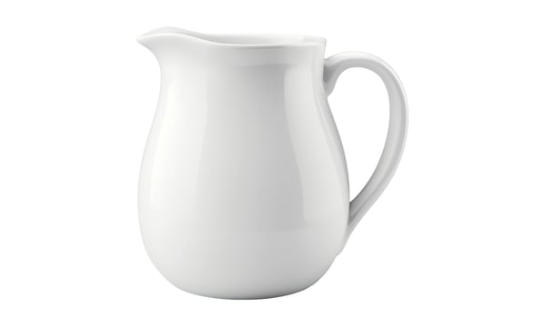 White ceramic pitcher jug isolated on white background studio shot simple kitchenware photo