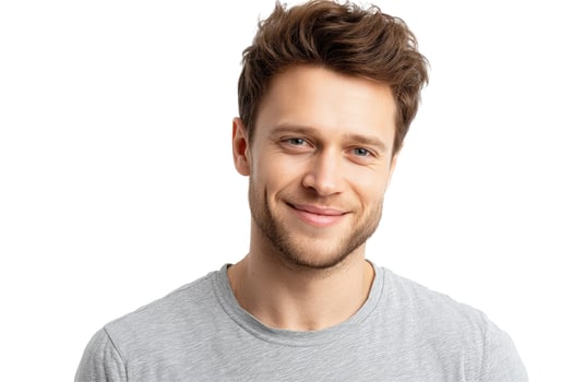 Smiling young man portrait in studio on white background photo