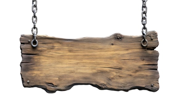 Rustic wood sign hanging on chains blank advertisement template photo