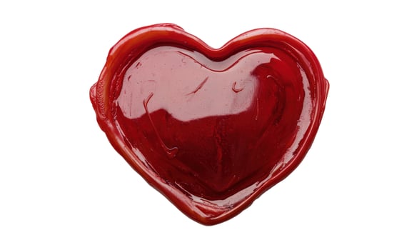 Red wax heart seal isolated on white love and romance photo