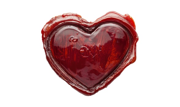 Red sealing wax heart symbol isolated on white background photo
