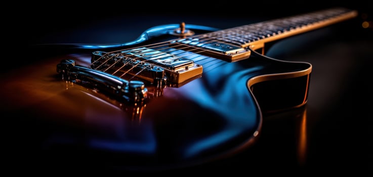 The Stunning Electric Guitar Showcasing Artistry and Craftsmanship in Music. photo