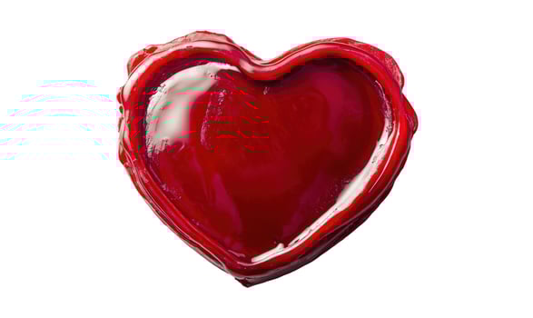 Red heart shaped dish with smooth texture on white background photo
