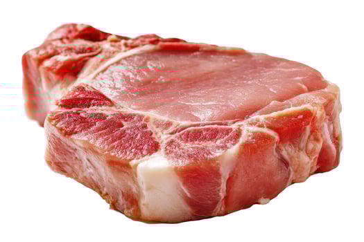 Raw pork chop fresh meat cut for cooking isolated on white photo