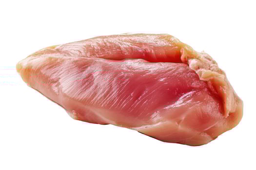 Raw chicken breast isolated on white background for culinary and healthy eating concepts photo