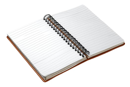 Open spiral notebook with blank lined pages for writing and education photo