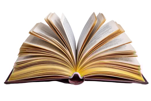 Open book with yellowed pages and copy space for educational themes photo