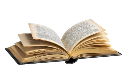 Open book with yellowed pages for reading study or educational design photo