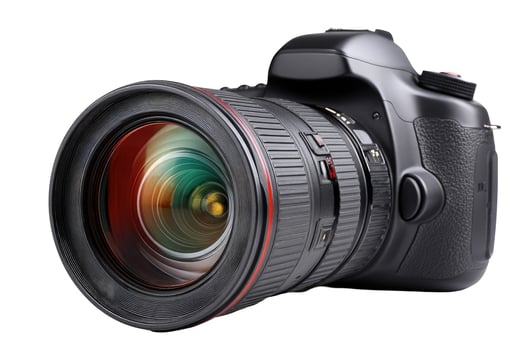Modern digital camera with large lens photography equipment technology photo
