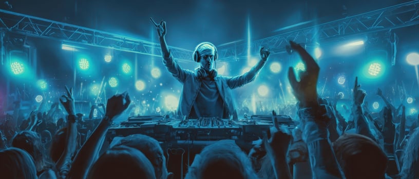 The DJ Thrilling the Crowd at an Electrifying Nightlife Event photo
