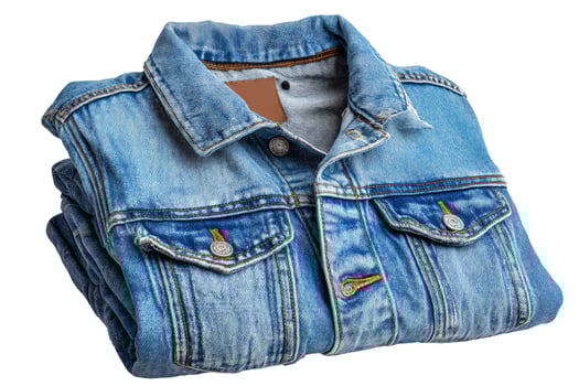 Folded denim jacket light blue casual style clothing apparel photo