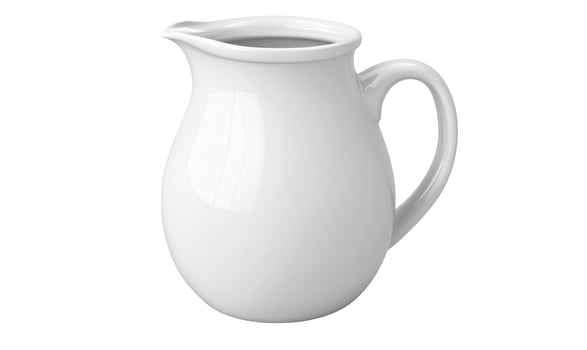 Elegant white ceramic pitcher isolated on white background for food and beverage concepts photo