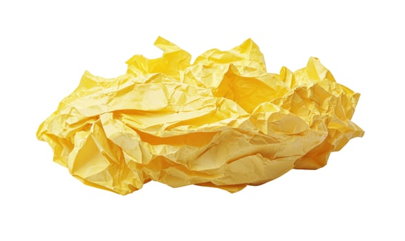Crumpled yellow paper texture background isolated photo