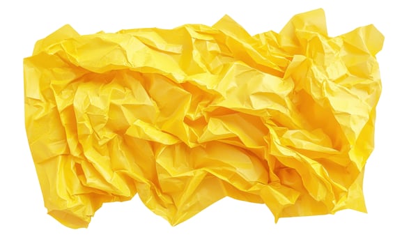 Bright yellow crumpled paper texture abstract background wrinkled sheet isolated photo