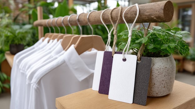 A rack with white shirts hanging on it photo