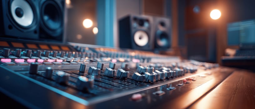 The audio mixer showcasing professional recording studio equipment and atmosphere. photo