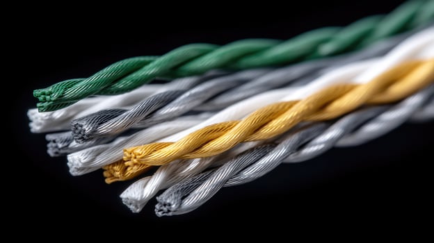 A close up of several different colored wires photo
