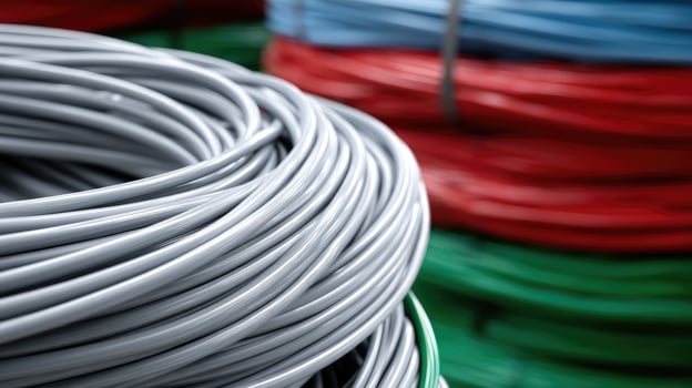 A close up of a stack of colored wires photo