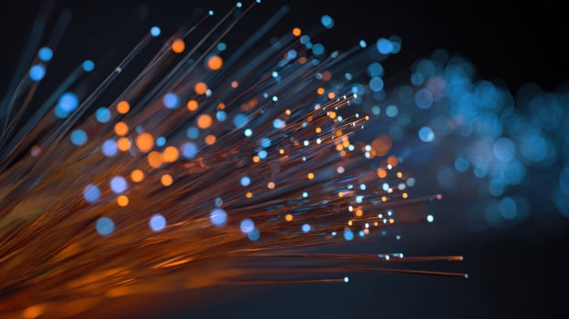 The Vibrant Display of Fiber Optic Light Waves and Particles. photo