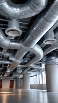 A large room with many pipes and pipes photo