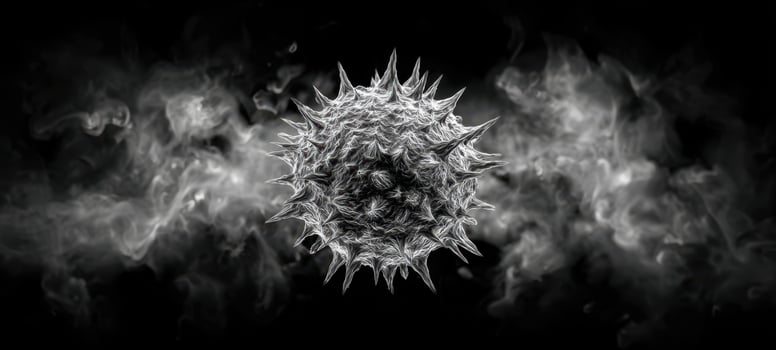 The detailed structure of a virus surrounded by smoky atmosphere photo
