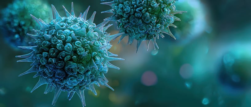 The microscopic view of viruses showcasing intricate cellular structures and details. photo