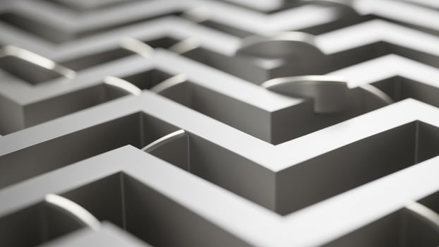 A maze with many different shapes and pieces photo