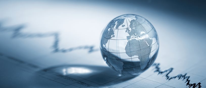 The globe representing global market trends and economic growth analysis. photo