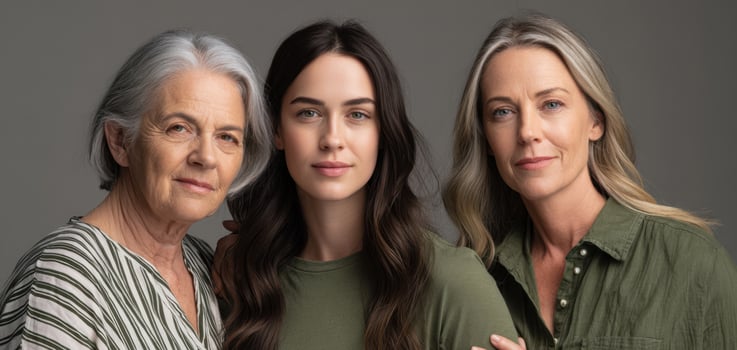The three generations of women showcasing beauty and connection in a portrait. photo