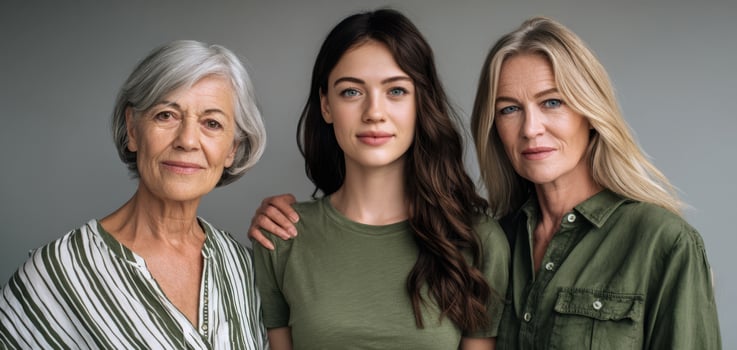 The Strong Connection Between Three Generations of Women in a Studio Portrait photo