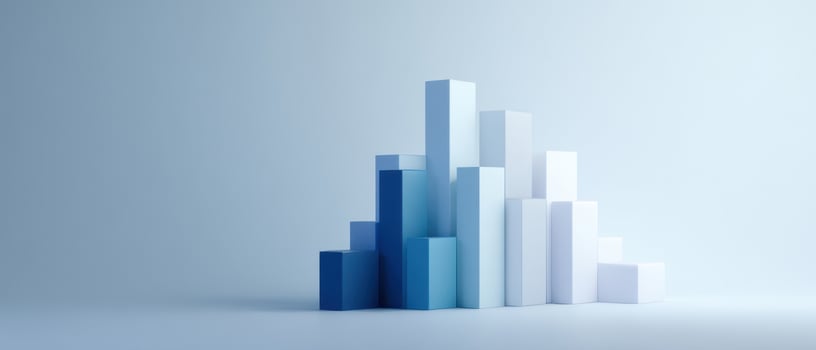 The Abstract Display of Blue and White Bar Graph Elements photo