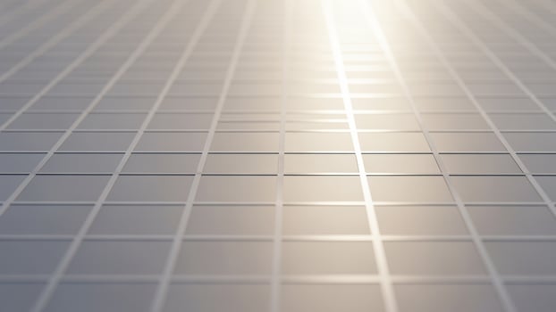 A 3d image of a tiled floor with light shining through photo