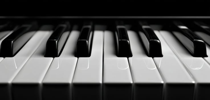 The Elegant Piano Keys Capturing Musical Harmony in Monochrome. photo