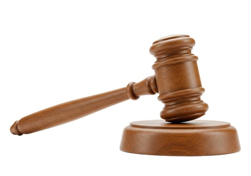 Wooden gavel and sound block symbolizing law justice and legal processes for auctions and judgements photo