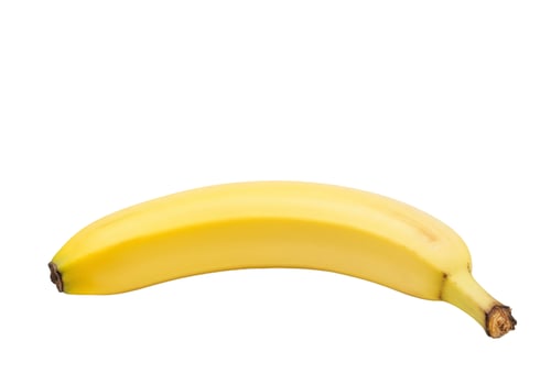 Vibrant yellow banana on white background a simple still life photo