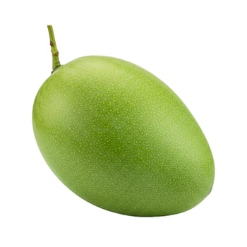 Unripe green mango tropical fruit isolated on white background close up photo