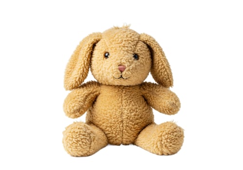 Soft plush rabbit toy for children isolated on white background photo