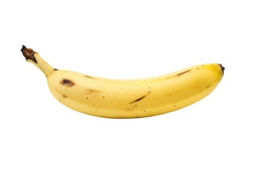 Ripe yellow banana fruit overhead studio shot on white background photo