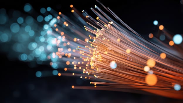 The glowing fibers of technology illuminating a vibrant digital landscape. photo