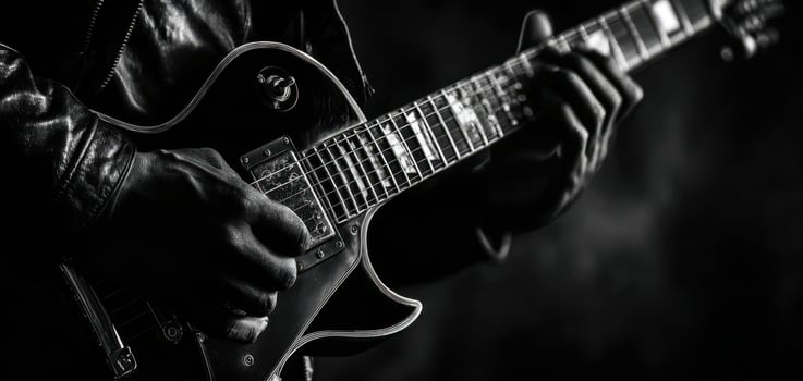 The expressive musician playing a classic electric guitar in dynamic performance photo