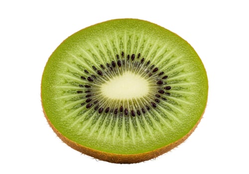 Kiwi fruit slice green healthy food ingredient isolated on white background photo