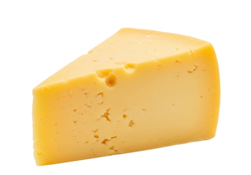 Isolated yellow cheese slice on white background studio shot photo