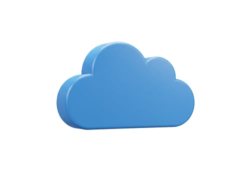 Isolated blue cloud computing symbol on white background photo
