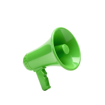 Green megaphone communication device on white background illustration photo