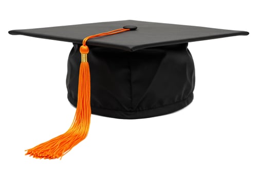 Graduation cap and tassel isolated on white background achievement education symbol photo