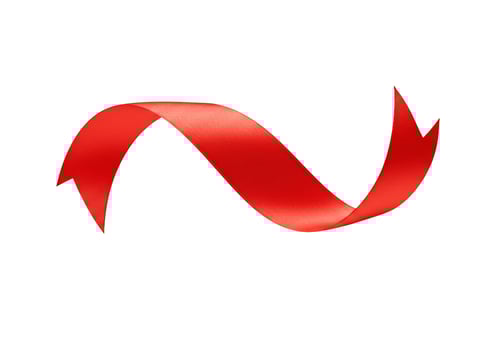 Elegant red ribbon curve isolated on white background decoration photo