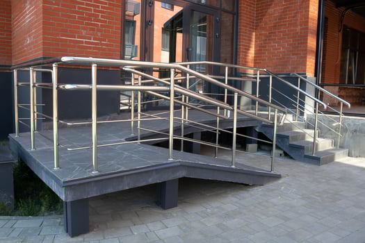 Stainless steel handrails for ramps and porches. photo