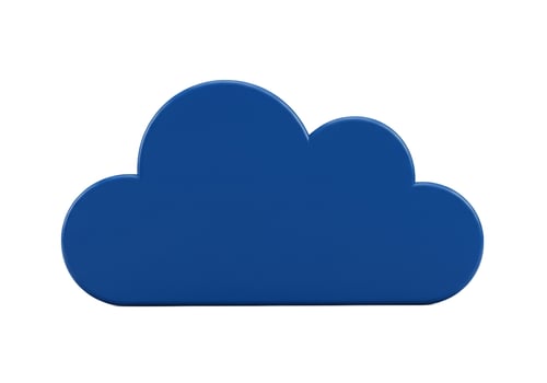 Blue cloud icon for cloud computing and weather concepts isolated on white photo